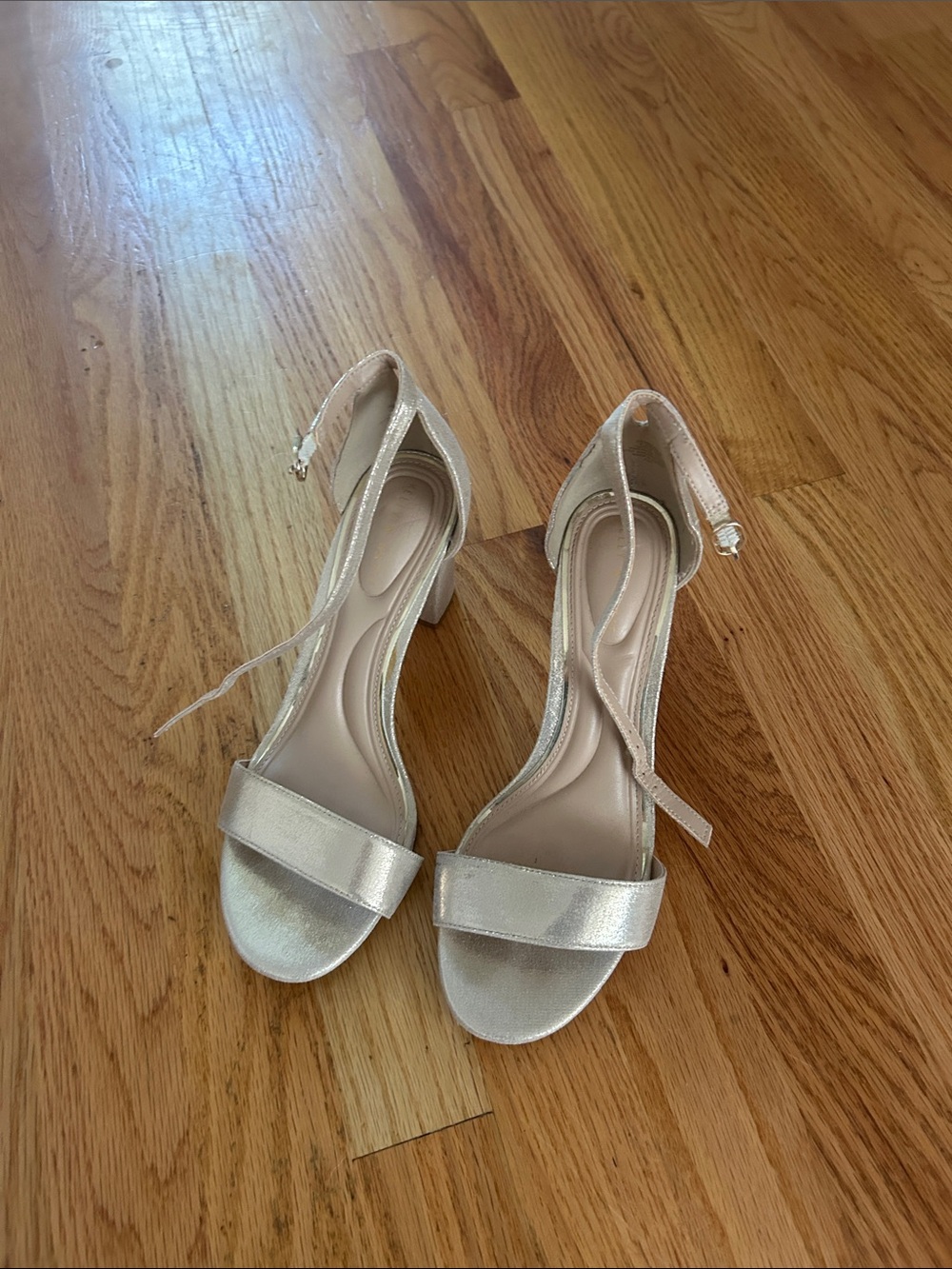 Kelly & Katie Metallic Gold Ankle-Strap Heels